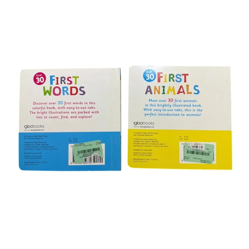Lot of 2 Baby Books - First Words & First Animals - Board Books